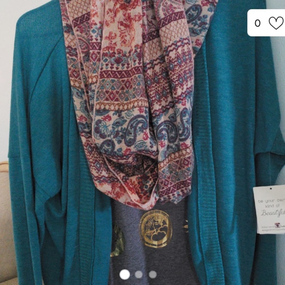 Multi-Colored Patterned Infinity Scarf - Picture 7 of 7